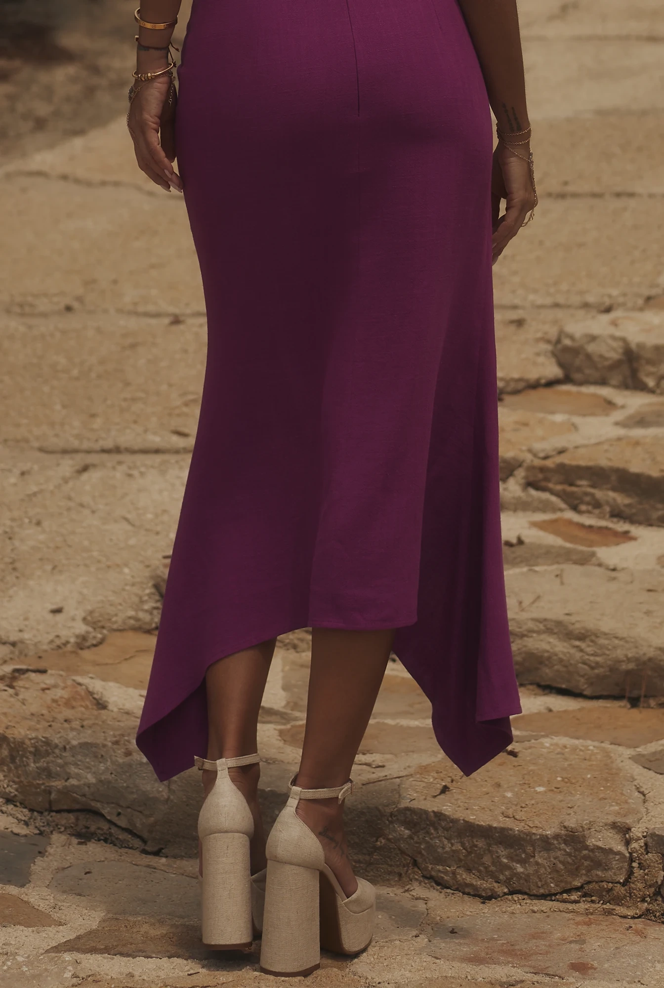 Medea - Ensemble corset et jupe midi fuchsia