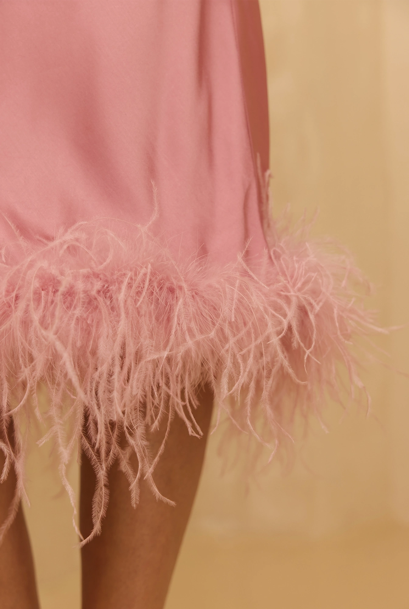 Eloven – robe midi rose avec plumes